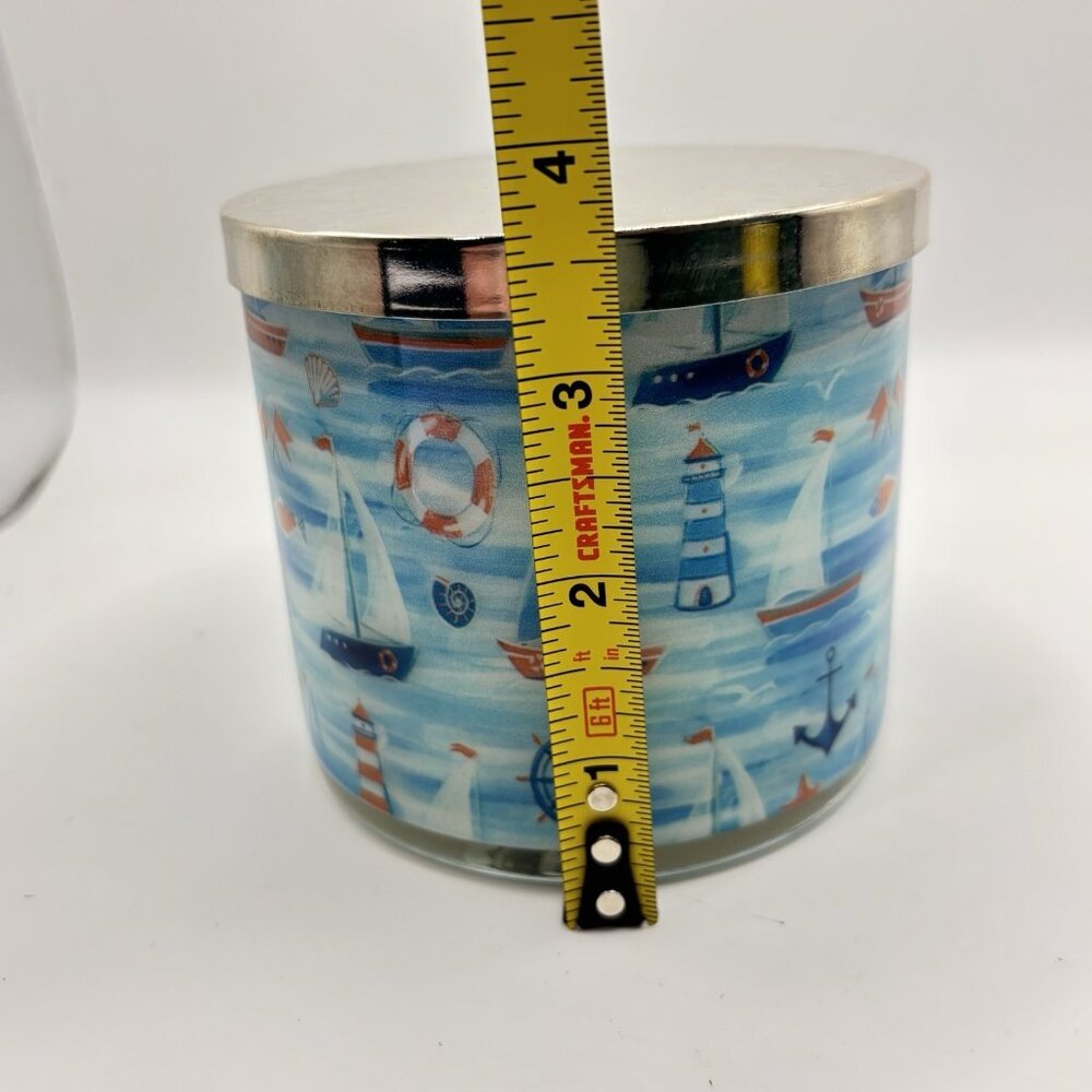Kringle Candle Salt Water Taffy 3 Wick Painted Jar Soy Candle Nautical Boat 14oz - Picture 12 of 13